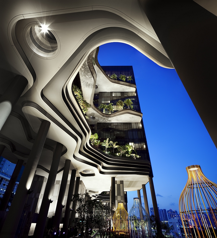 Colorful architectural enclosures inside the hotel