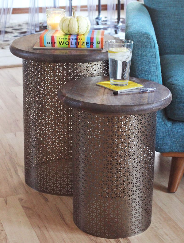 DIY brass and wood side tables