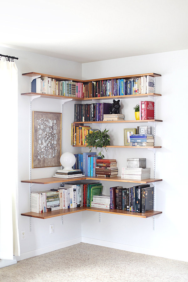 DIY corner shelving system