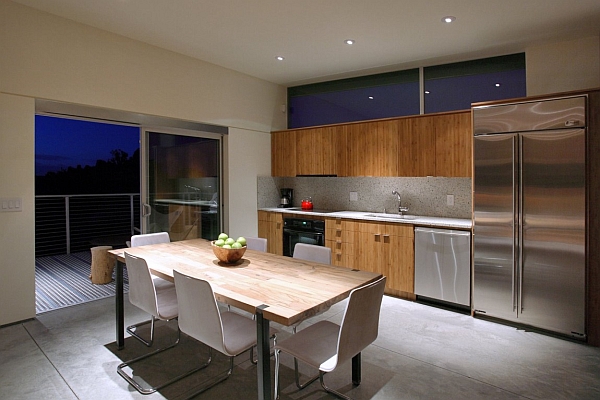 Dining area with a view of the arid landscape