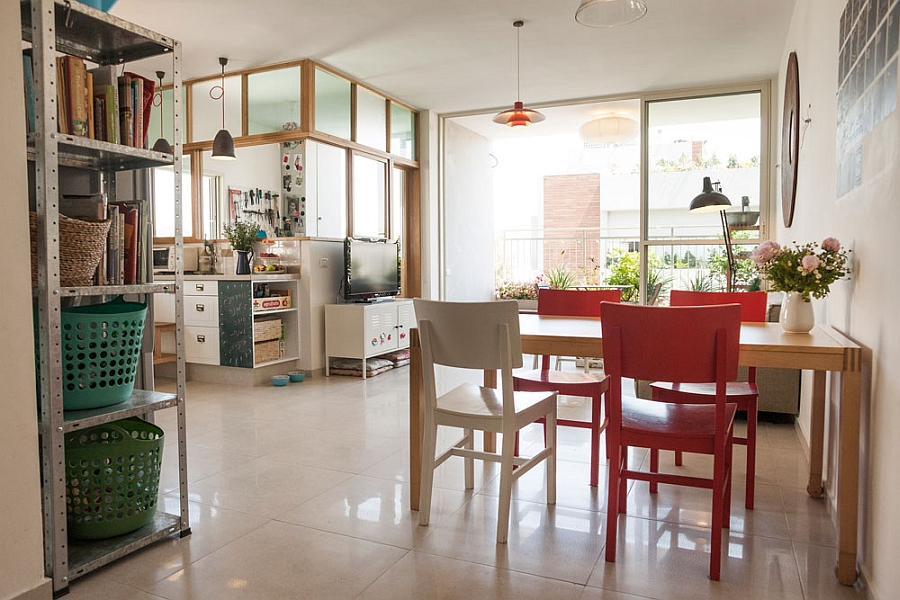 Dining space furniture made out of recycled wood