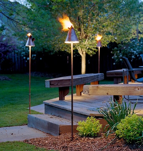 Elevate the entryway with trendy Tiki torches this cold winter