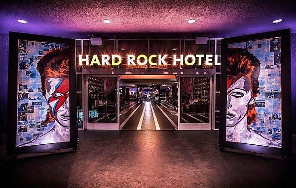 Entrance to the Hard Rock hotel in Palm Springs