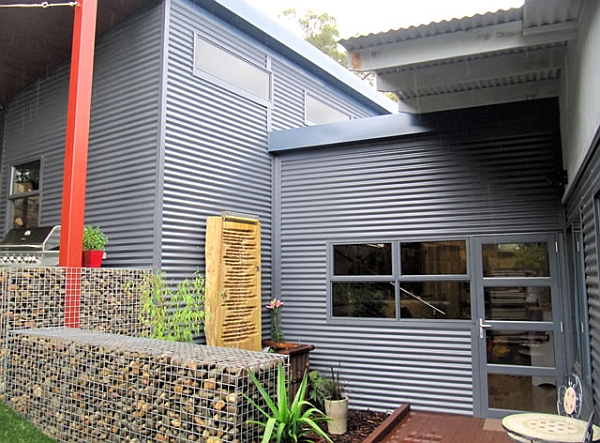 Entrance to the stylish steel frame house