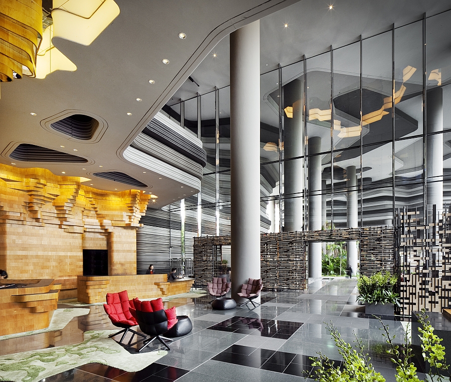 Exclusive reception area of the lavish hotel in Singapore