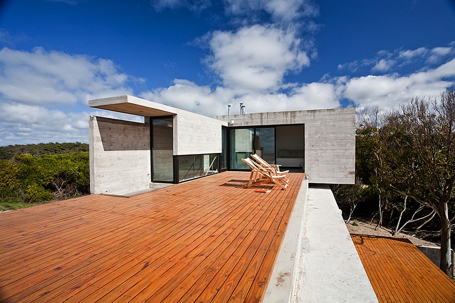 Expansive lounge with wooden deck