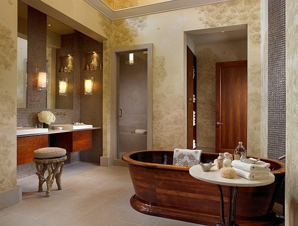 Exquisite bathtub in handcrafted walnut