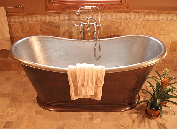 Fabulous freestanding nickel-lined copper tub