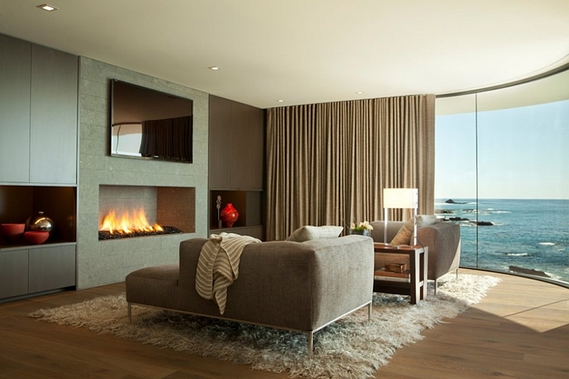 Fireplace and natural views combine to create a romantic setting