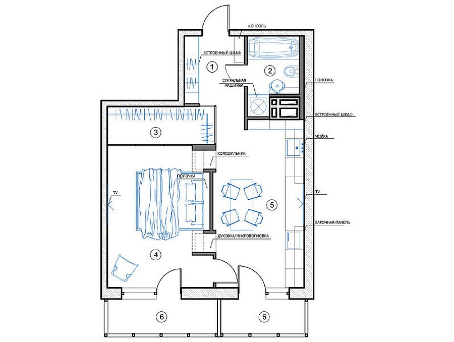 Floor plan of Russian apartment by designer Natalia Akimov