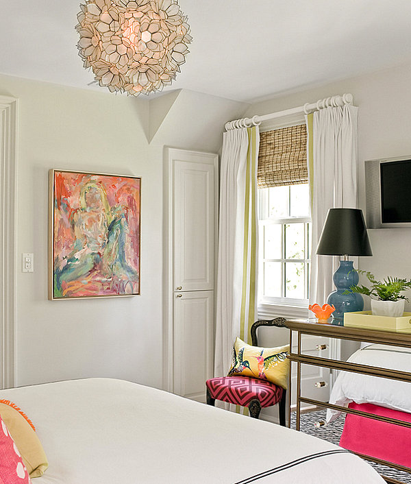 Floral-motif bedroom pendant light