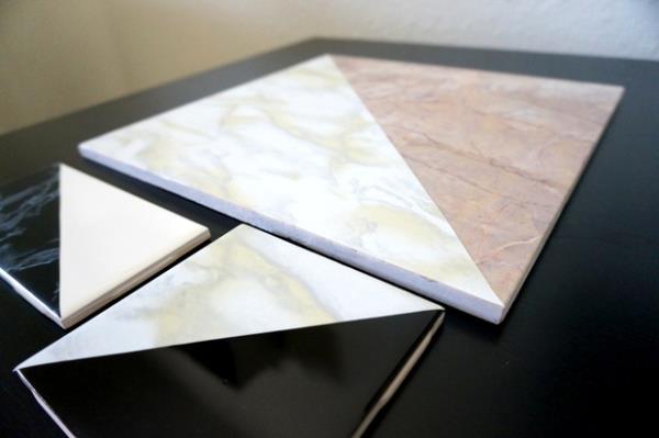 Geometric marble tile DIY project