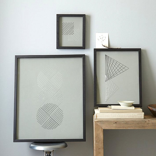 Geometric stitched wall art