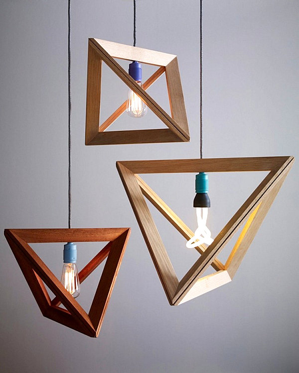 Geometric wooden pendant light