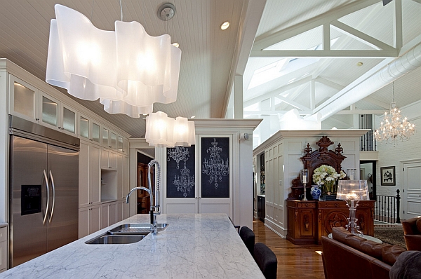 Gorgeous Logico pendants above the kitchen counter