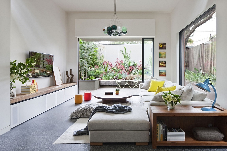 Gorgeous living space with sliding glass doors