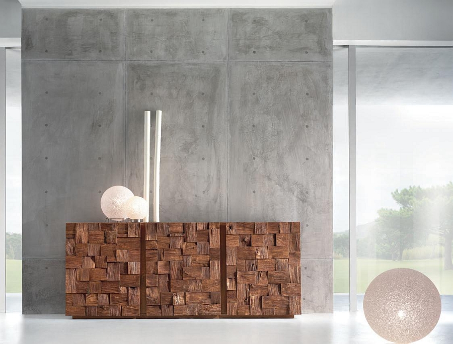 Gorgeous wooden decor made from random sized oak blocks