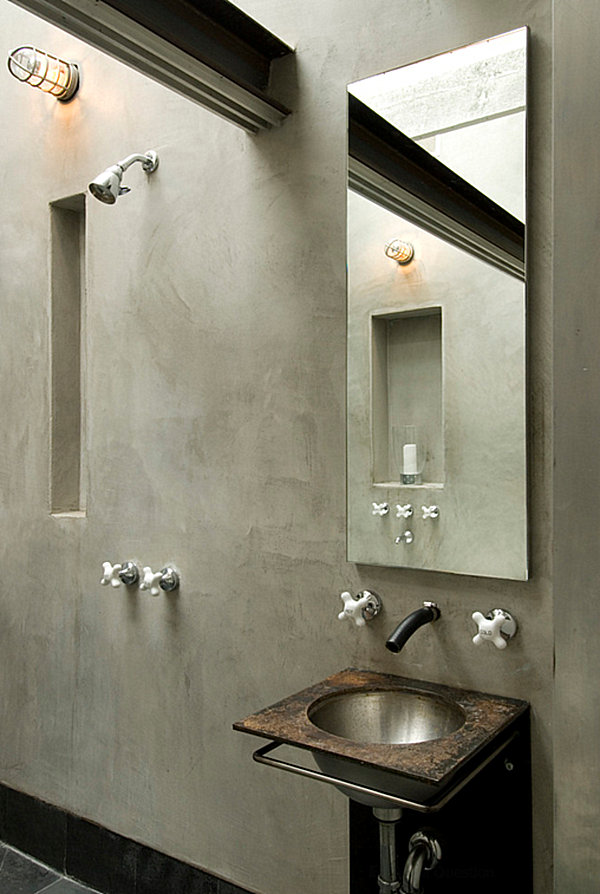 Gray tones in an industrial interior design style bathroom