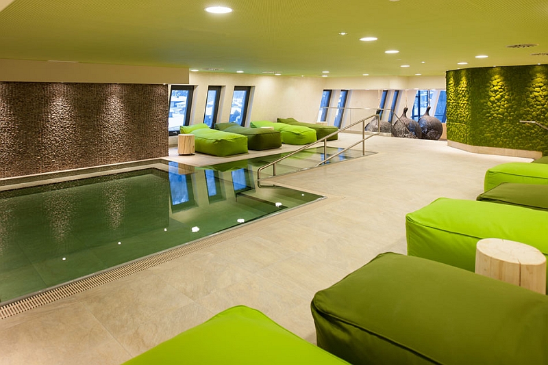 Green interiors of the refreshing spa