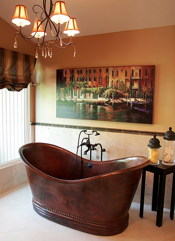 Hammered-copper tub stands proudly as an artistic masterpiece