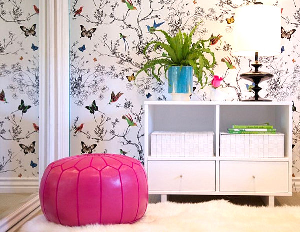 Hot pink bedroom pouf