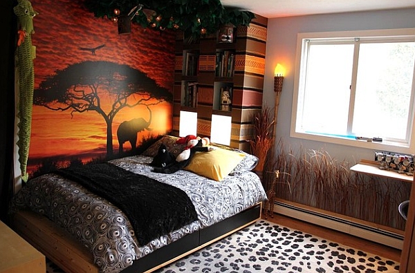 Kids' bedroom with colorful Safari theme