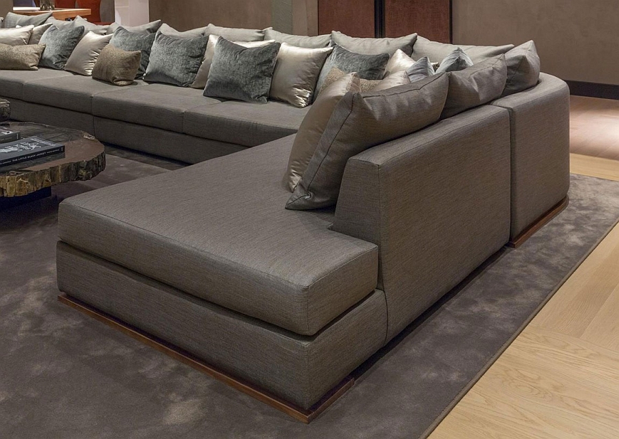 Large couch in grey with throw pillows