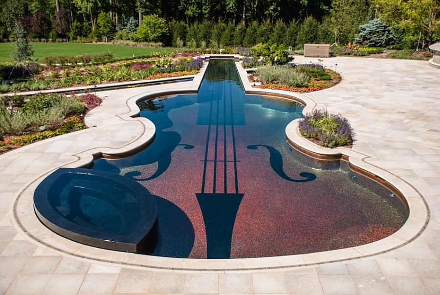 Lovely landscape around this unique swimming pool