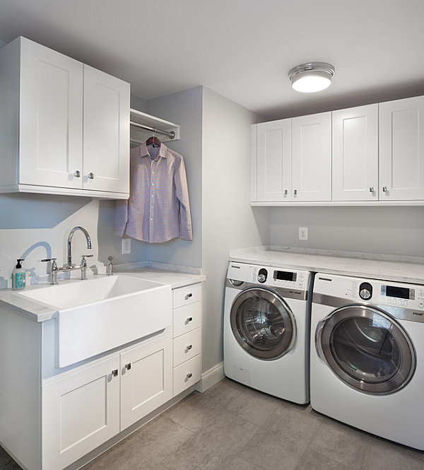 Modern clean-lined laundry room