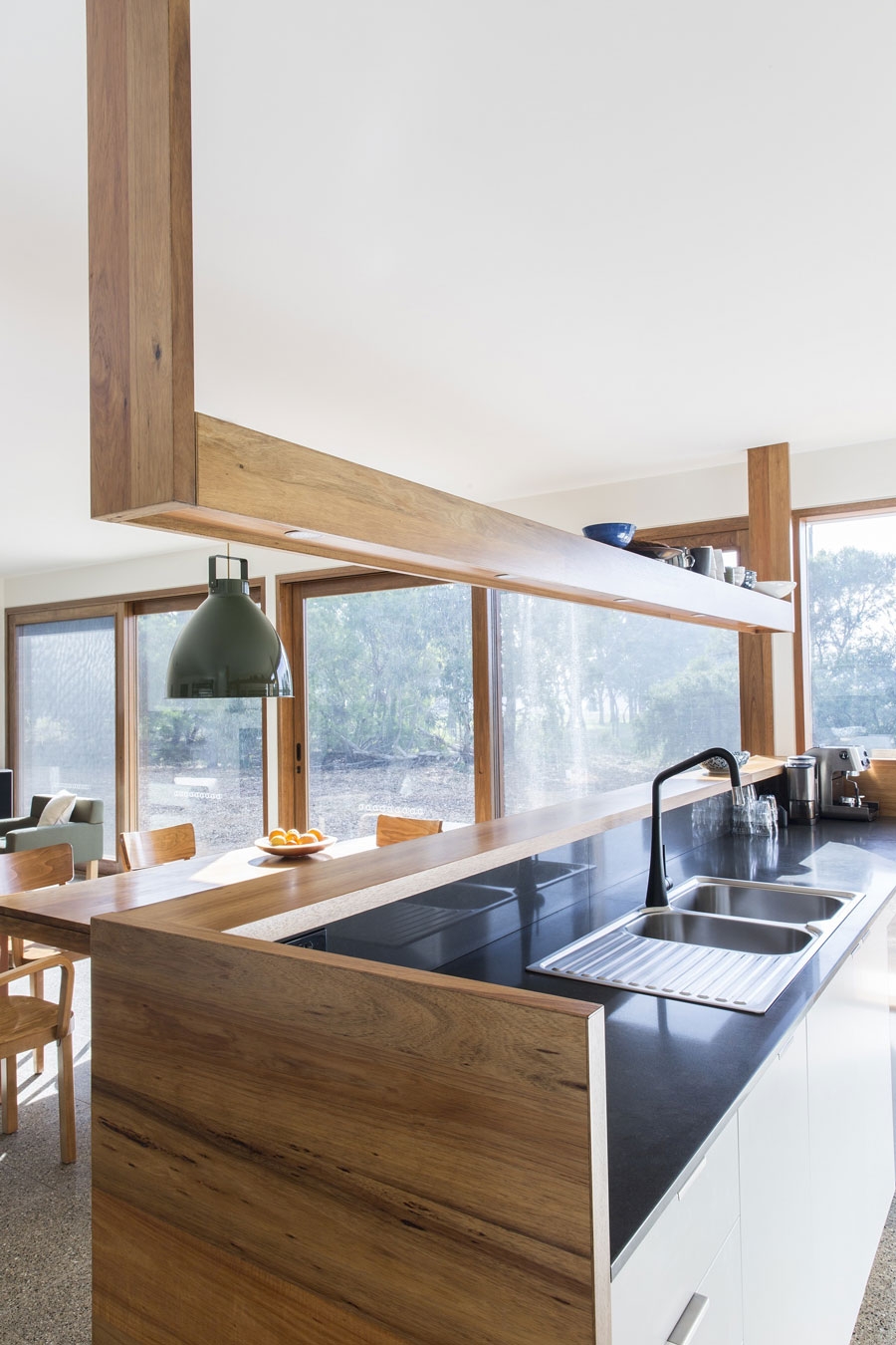 Modern kitchen island with serving area