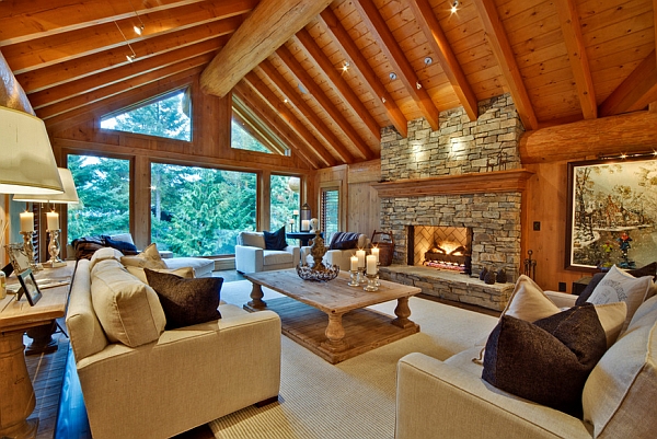 Modern living room inspired by log cabin design