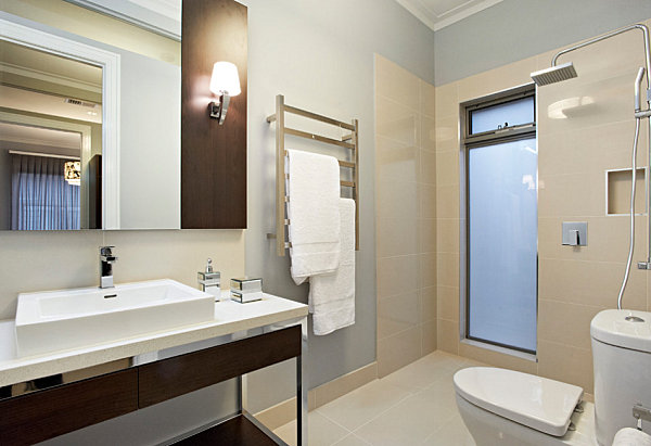 Modern towel rack in a contemporary bathroom