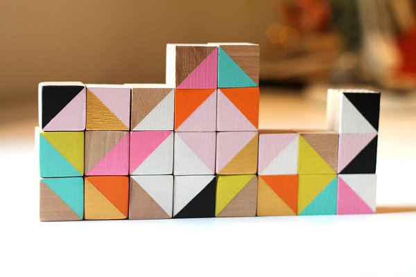 Modern wooden cube blocks