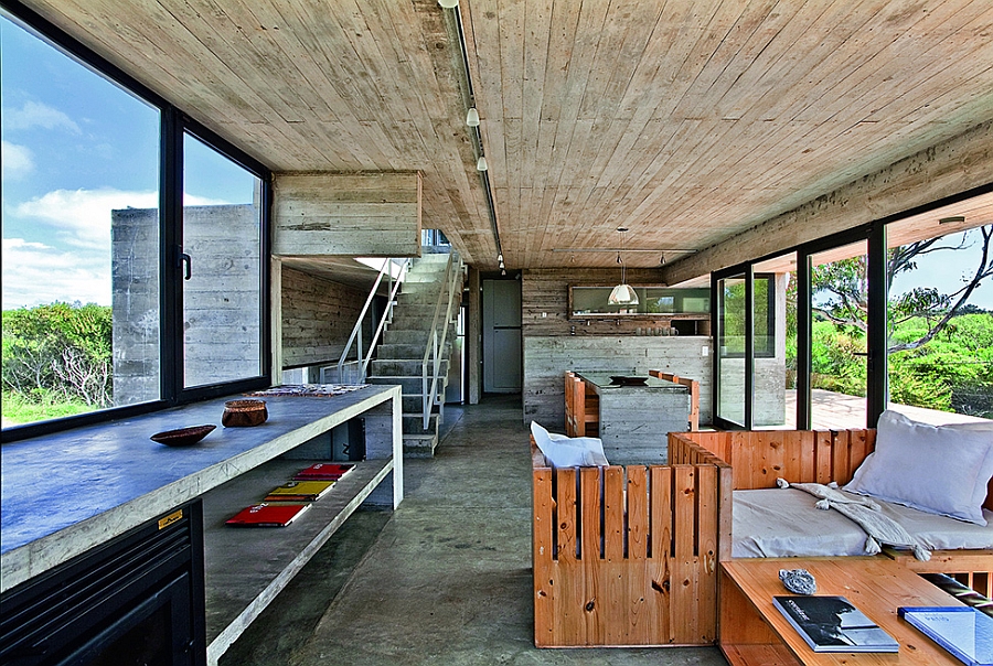 Open floor living space on the lower level