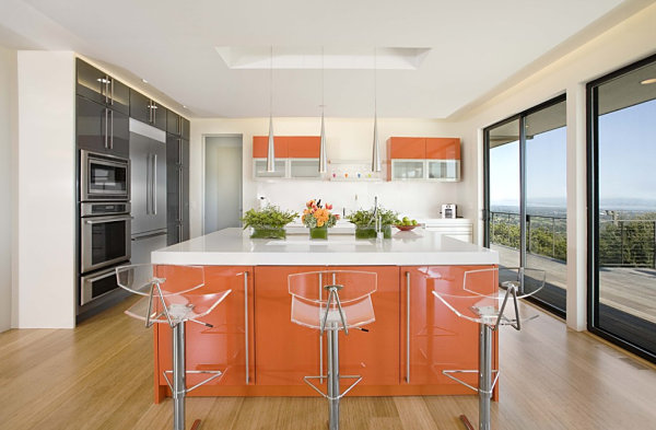 Orange and white kitchen