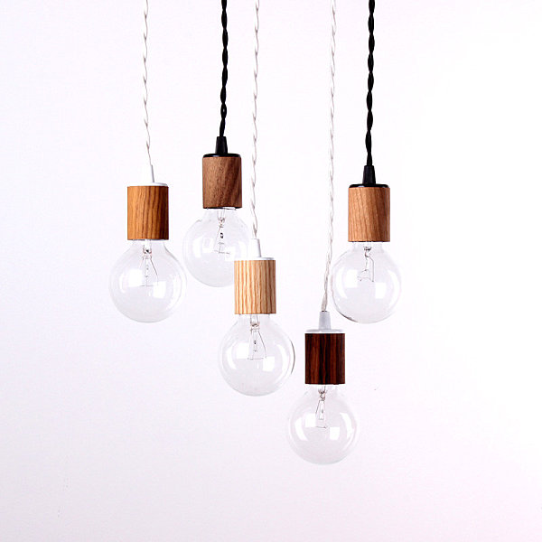 Pendant lamp with wood veneer