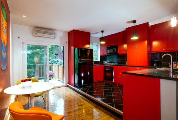 Red kitchen cabinets