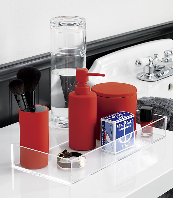 Red-orange bath accessories