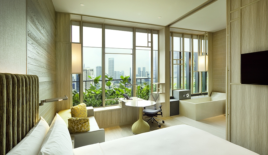 Rooms of the hotel exude a more contemporary vibe