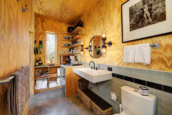 Rustic industrial bathroom