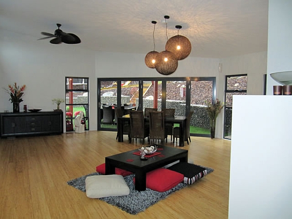 Simple and stylish interior of the steel framed house