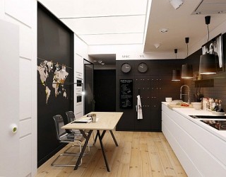 Tiny Apartment In Black And White Charms With Space-Saving Design