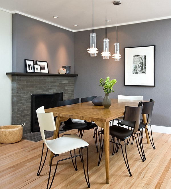 Sophisticated dining room in trendy grey