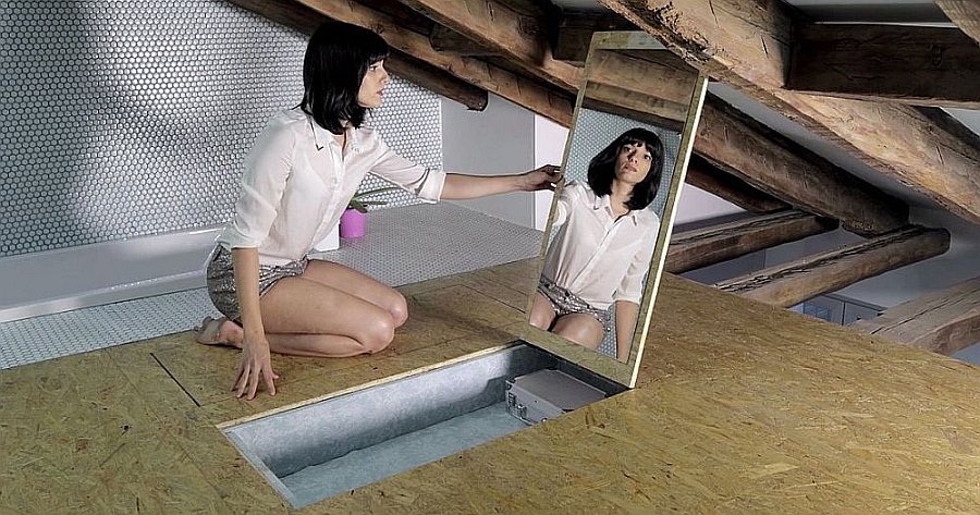 Space conscious hidden dressing mirror idea for bedroom