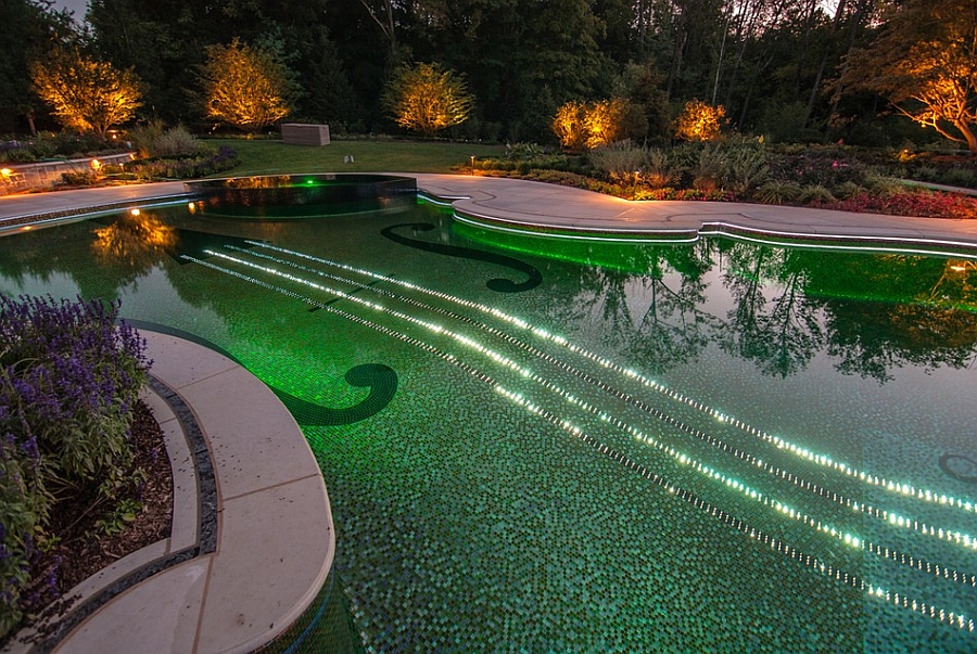 Spectacular pool with LED lighting controlled by iPhone