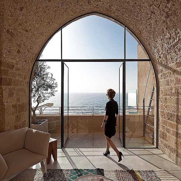 Splendid views of the Mediterranean Sea from the renovated Historic Israeli Apartment