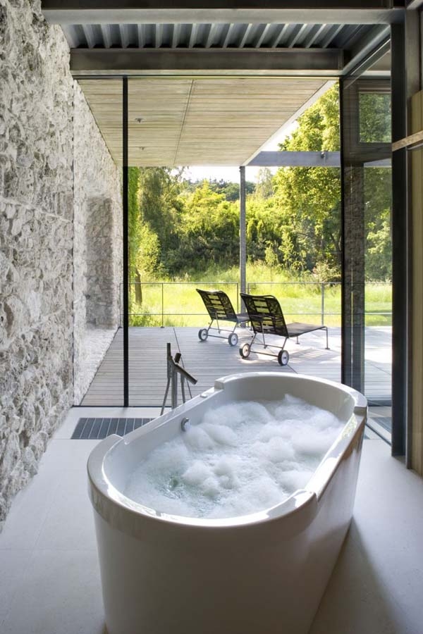 Standalone tub in the bathroom