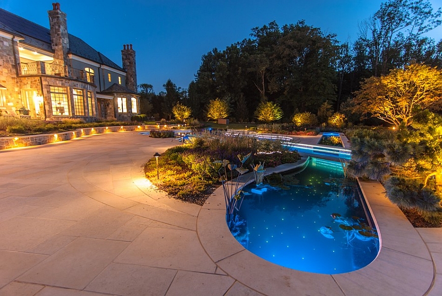 Star-like LED lights inside the pool