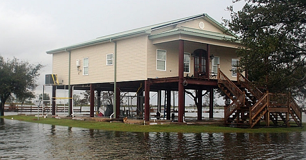 Steel frame house standing tall after Hurricane Ike