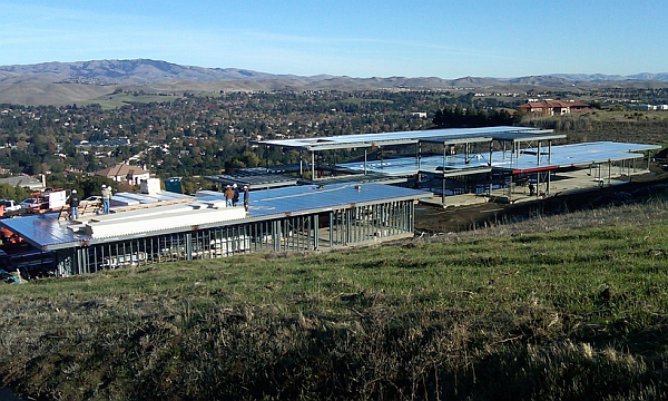 Steel frame of the house during construction